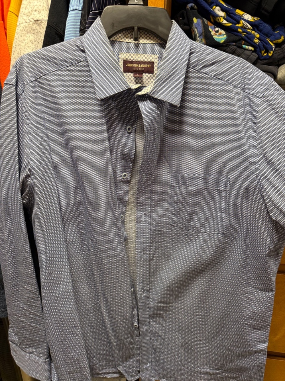 Johnston & Murphy Men's Navy Microdot Dress Shirt